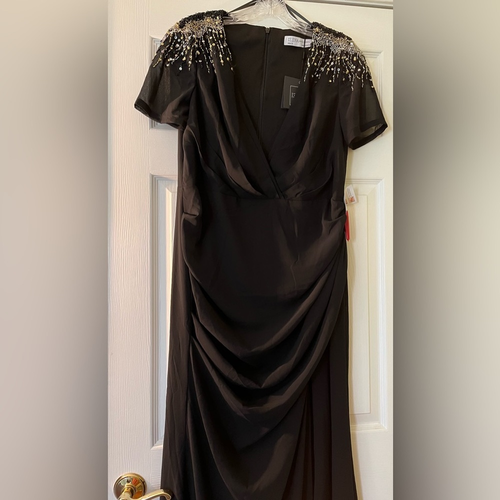 Mac Duggal Women’s NWT Classic Black Embellished Shoulders Gown size 12 … - Picture 6 of 12